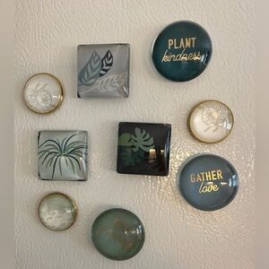 Decorative Glass Wall Magnets Set - Green and Gold